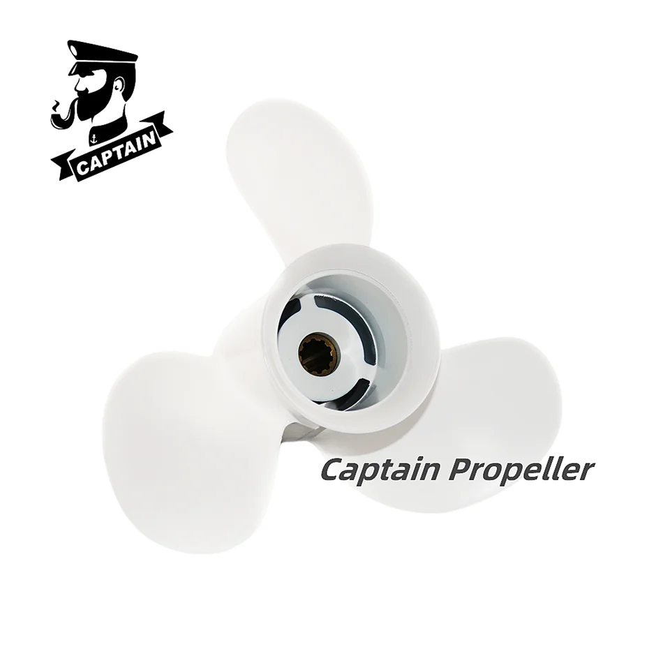 Captain Boat Propeller 10 1/4x11 Fit Yamaha Outboard Engines 20 25 30 HP Motor Aluminum Alloy Screw 3 Blade 10 Tooth Spline RH