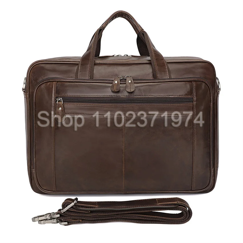 Genuine Leather Briefcase For Man 17 Inch Laptop Business Handbag Cowhide Large Capacity Computer Bag