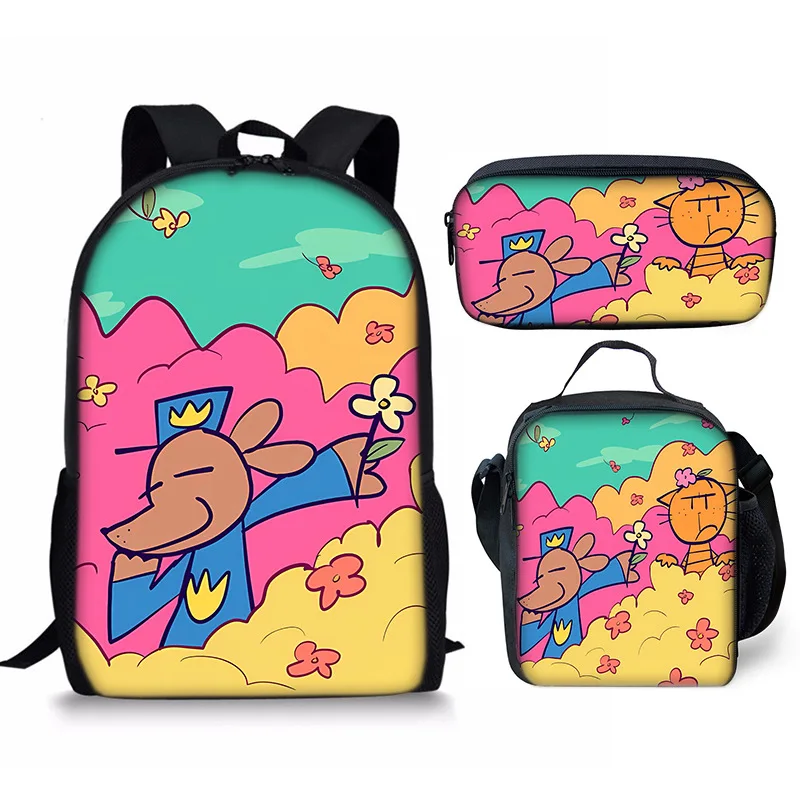 

Trendy Popular Funny New Dog Man 3D Print 3pcs/Set pupil School Bags Laptop Daypack Backpack Crossbody Lunch bag Pencil Case