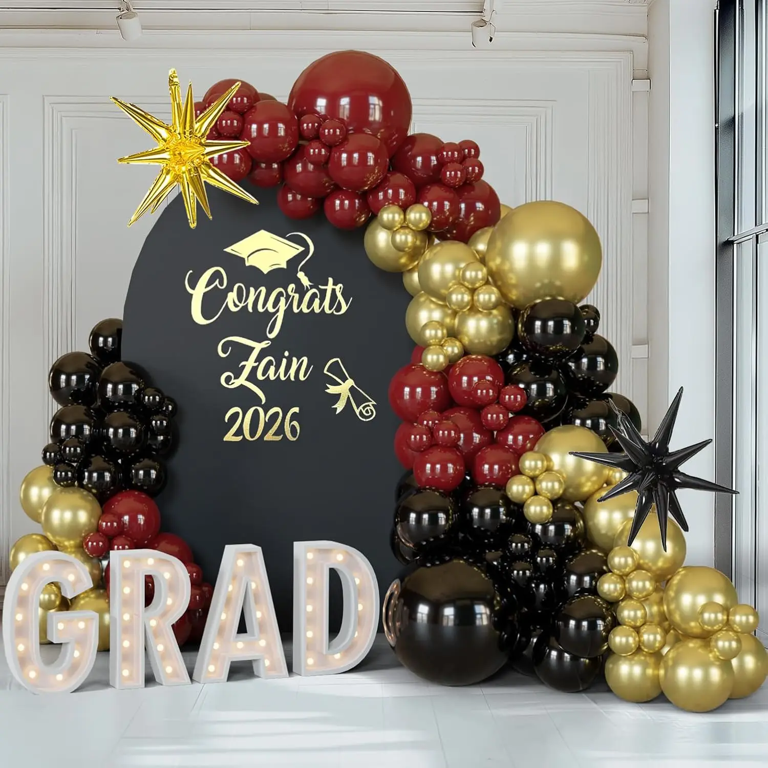 128PCS Black Gold Burgundy Balloons Arch Garland Kit for Party Decoration, Birthday, Christmas,Graduation Wedding Baby Shower - view 6
