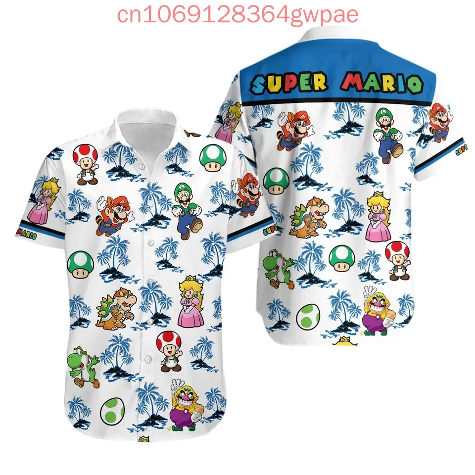 Super Mario Bowser Hawaiihemd Herren Damen Kinder Kurzarmshirt Sommer Casual Urlaub Strandhemd Mode Streetwear