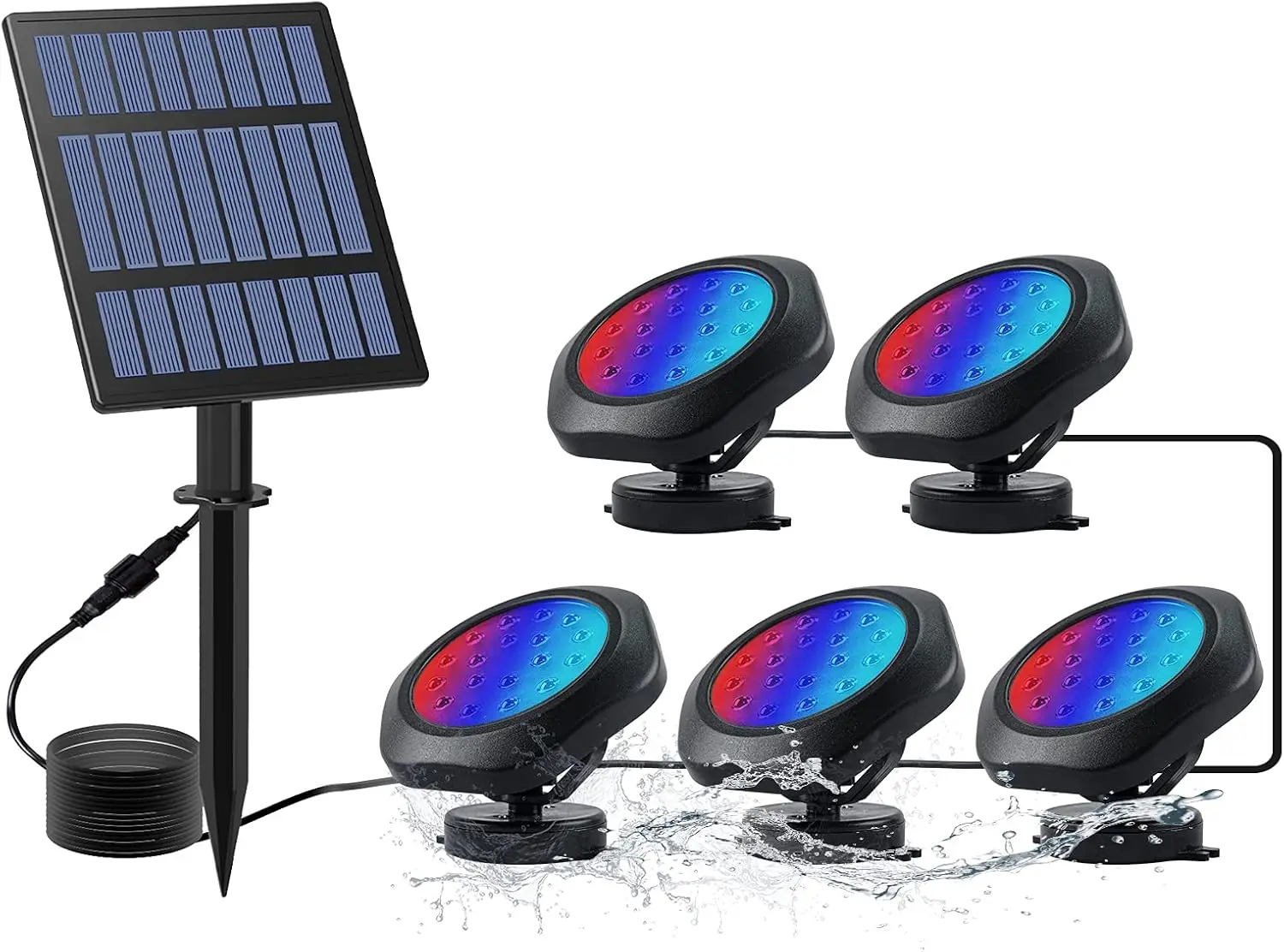 crepow Solar Unterwasser Licht RGB Wasserdicht Teich Schwimmbad Lampe Landschaft Outdoor Garten Straße Scheinwerfer für Baum Countyard Decor 3