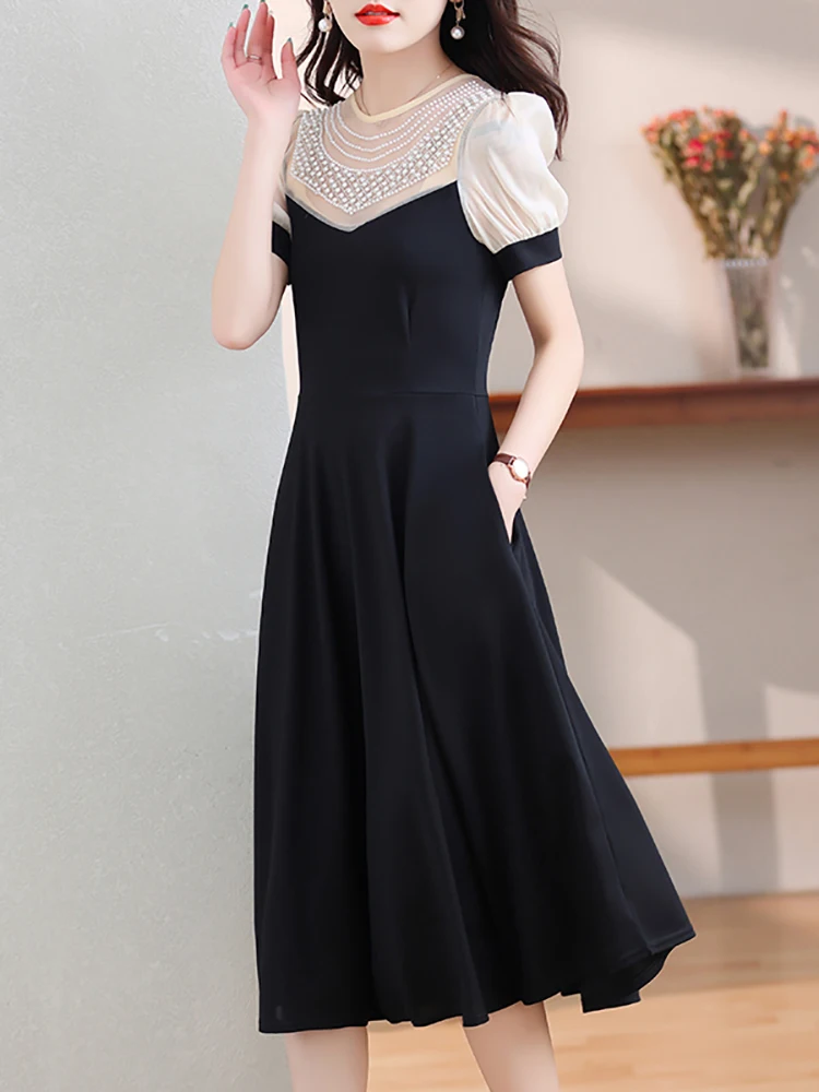 Black Vintage Prom Night Midi Dress for Women Summer Patchwork Chic Beading Luxury Dress 2024 Korean Elegant Bodycon Party Dress - AliExpress 200000345 Black Vintage Prom Night Midi Dress for Women Summer Patchwork Chic Beading Luxury Dress 2024 Korean Elegant Bodycon Party Dress - AliExpress 200000345