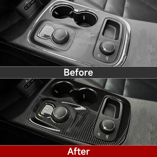 Imagen 2 del producto Para Dodge Durango (2014-2020) cubierta de Panel de cambio de marchas de consola central pegatina Interior de fibra de carbono accesorios de embellecedor ABS para coche