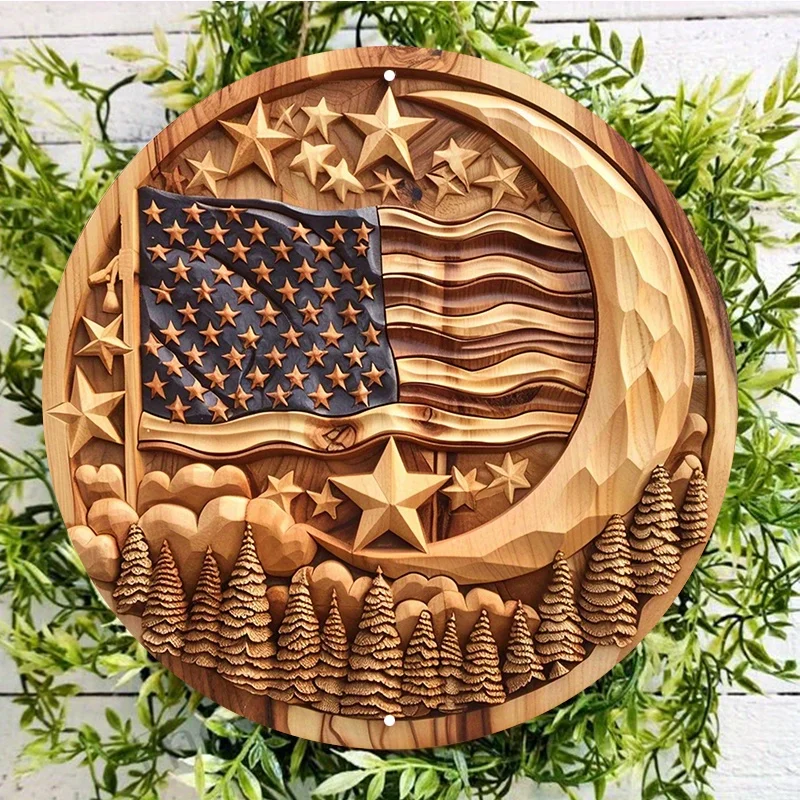 

American Flag and Peace Sign, Aluminum Wall Decor, UV and Scratch Resistant, Easy-Hang Outdoor and Indoor Home Decoration 8x8 in