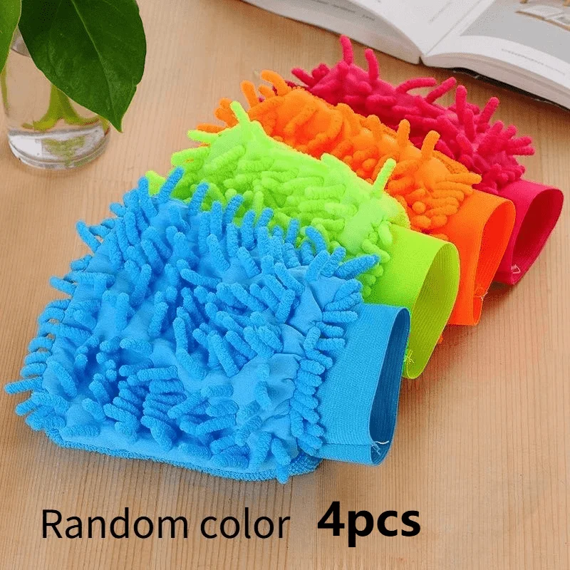 4pcs Car Wash Gloves Chenille Coral Fleece Gloves Washing Wiper Car Cleaning Towel Auto Dust Washer Mitt Car Cleaning