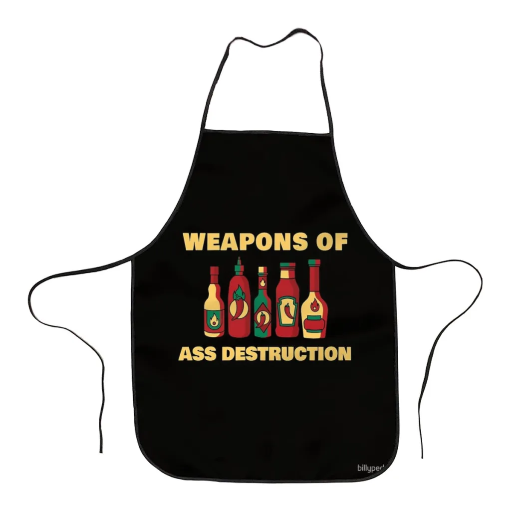 Chili Head Hot Sauce Weapons of Ass Destruction Kitchen Women Apron Household Cleaning  Composite Pinafore Salon Home