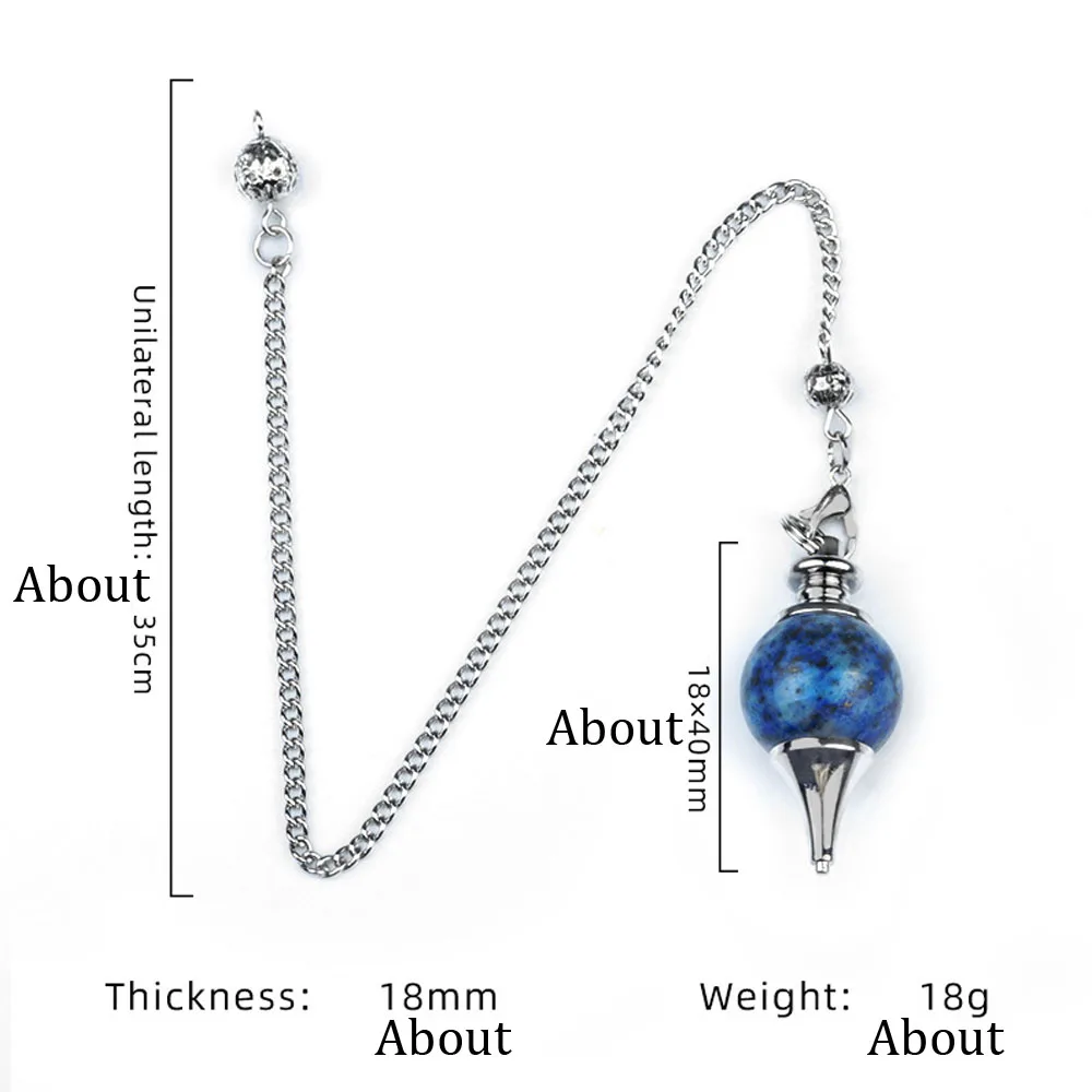 Natural Crystal Agate Gemstone Orb Pendulum Pendant Detachable Spiritual Pendulum Chain Charms for Jewelry Making Accessories