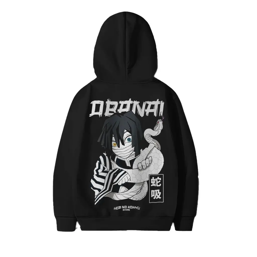 Kimetsu No Yaiba Obanai Iguro Sudadera con capucha hombres mujeres 2026 Anime impreso sudadera Unisex Casual ropa de calle Cosplay chaqueta con capucha Y2k