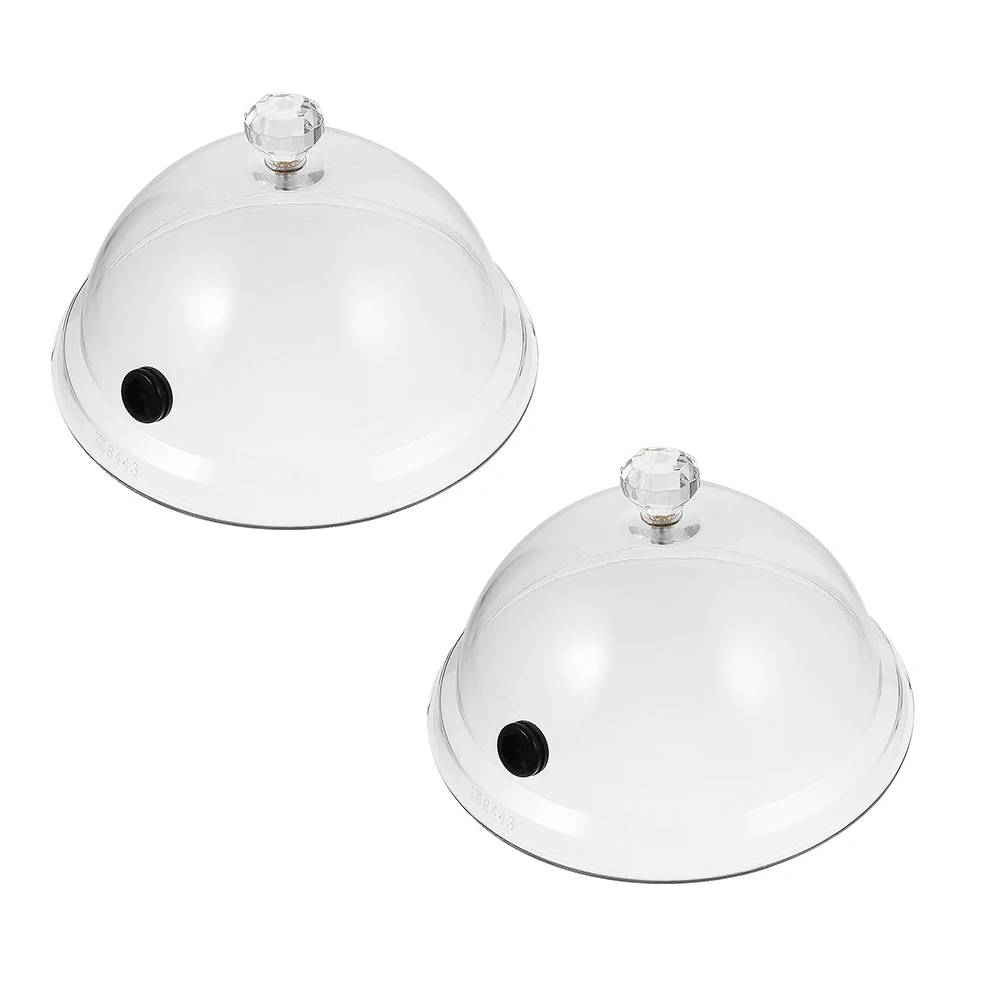 

2pcs Cover Smoke Cloche Food Dome Dessert Lid Heat Resistant Acrylic PC Material Western Cuisine Storage Stylish