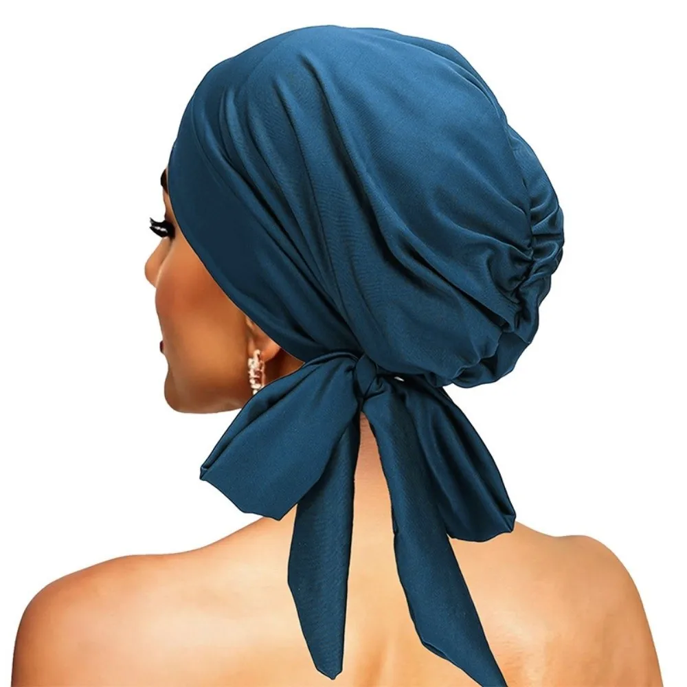 

New Solid Color Breathable Base Cap Comfortable Breathable Hijab Cap Long Tail Elastic Underscarf Hijab for Muslim Women