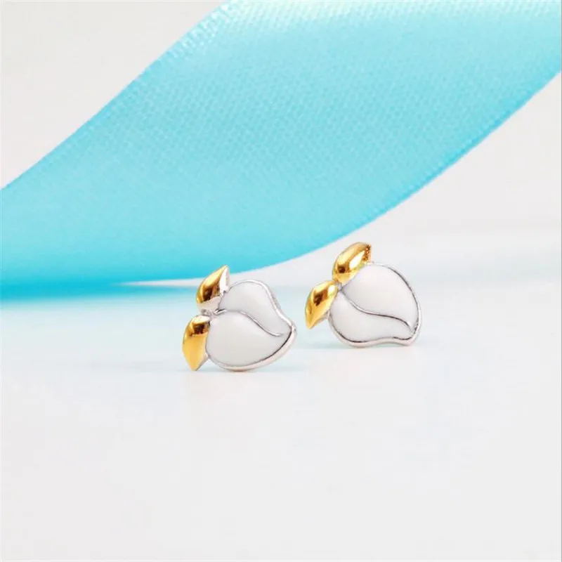 New Fashion Original Personality Peach 925 Sterling Silver Jewelry Cute Creative Fruit Popular Gift Stud Earrings  E166