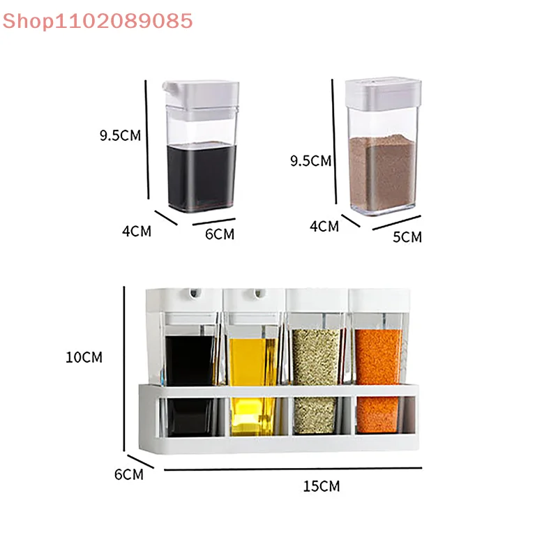 4Pcs/Set Multi-purpose Spice Storage Container Safe Food-grade Seasoning Dispenser Durable Sliding Open Spice Jars With Lid