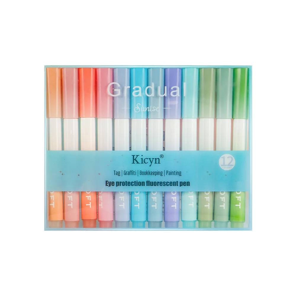 Gradual change color highlighter High value color key mark Student marker eye color Large capacity highlighter