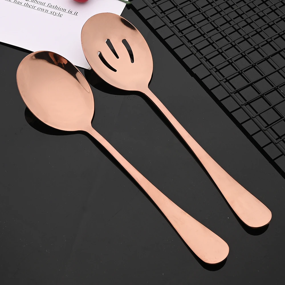 Rose Gold Dinnerware Cutlery Set Stainless Steel Tableware Service Fork Colander Spoon Cake Shovel Kitchen Dinner Flatware Set