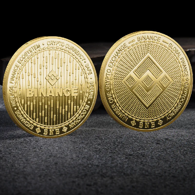 عملة BNB Binance Crypto Coin Gold، معدن مطلي بالفضة، عملة مادية BNB مع حافظة تذكارية تذكارية هدية قابلة للجمع #4