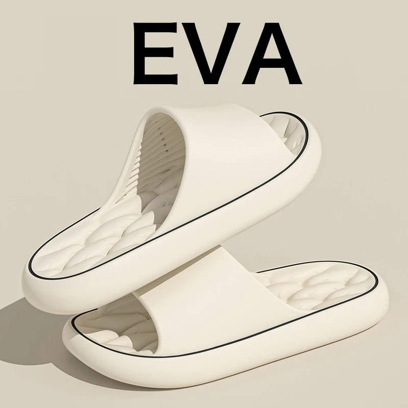 

Super Light Soft EVA Elastic Colorful Sneakers Style In Door Bathroom Flip Flops Simple Fashion Home Slippers