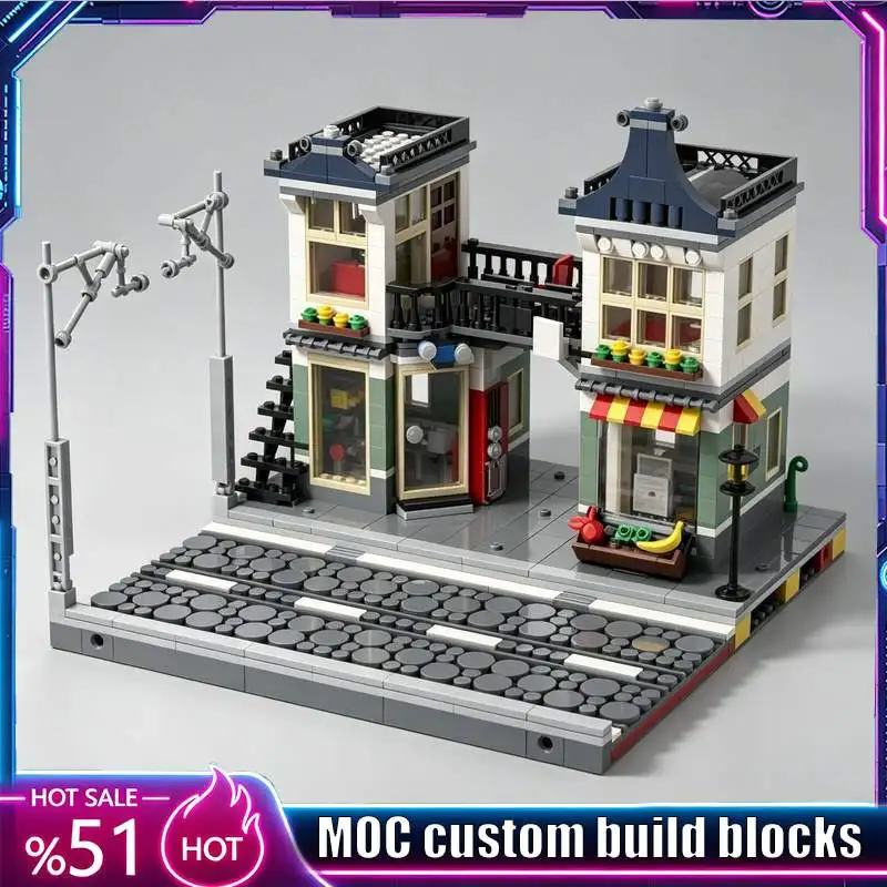 1178 PCS Little Modulars Module Grocery Store Model Custom Puzzle DIY Assembly Building Blocks Creative Display Collection Gift