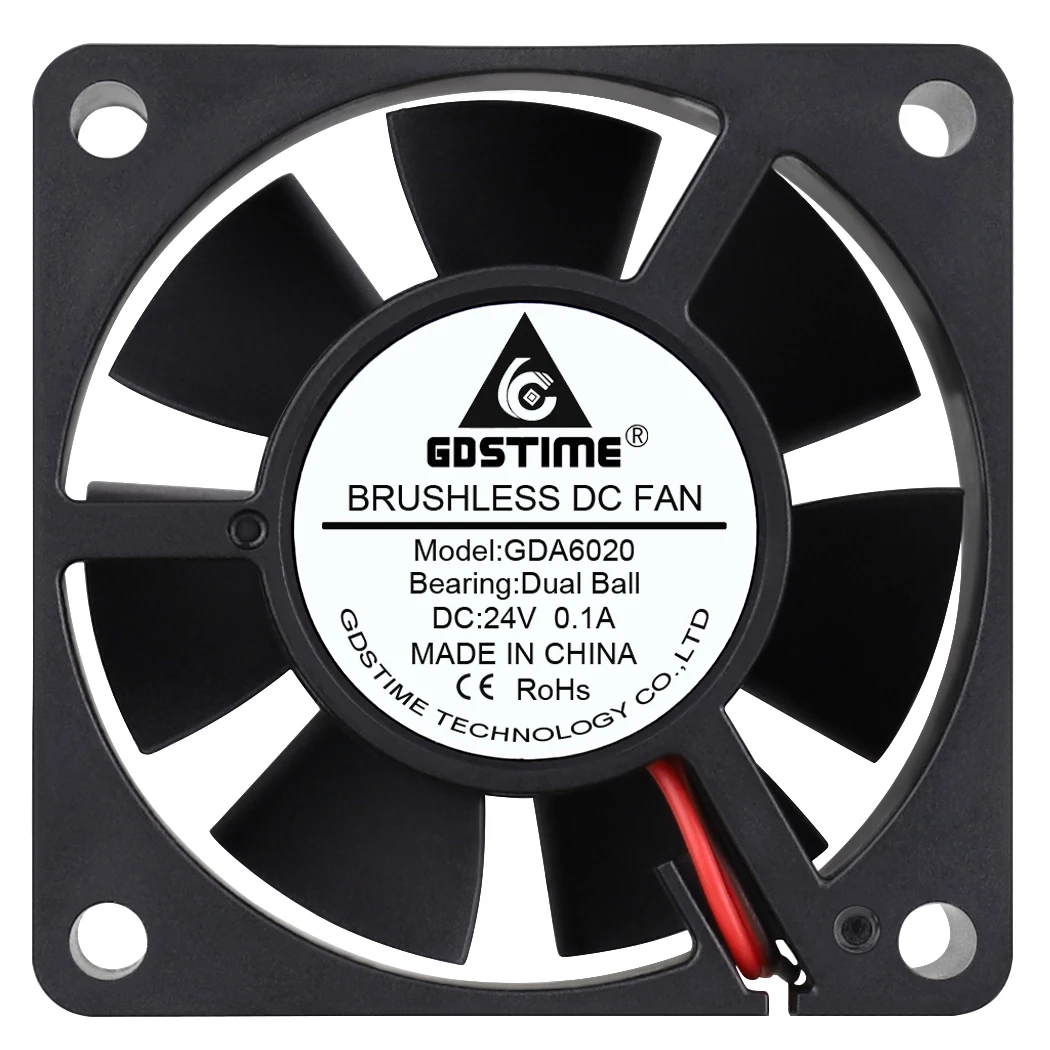 1Pcs Waktu Luang DC 24V 60Mm X 60Mm X 20Mm 60Mm Bola Ganda Aksial Industri case Cooler 6020 6Cm Brushless Exhaust 3D Printer Kipas Pendingin