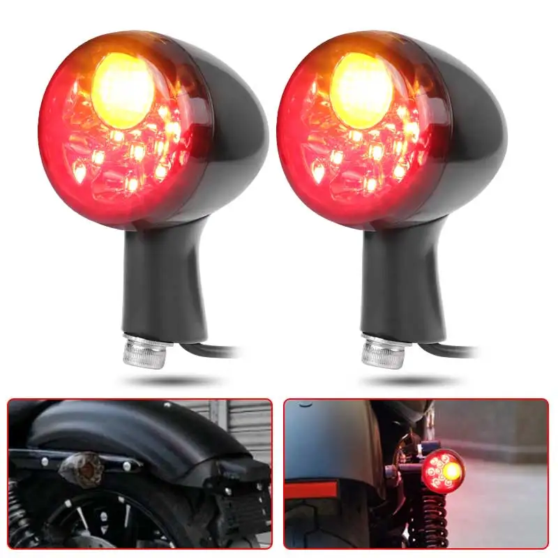 2pcs Motorcycle LED Turn Signal Light For Sportster XL883 XL1200 1992-up Rear Brake Stop Warning Indicator Blinker Flasher Lamp