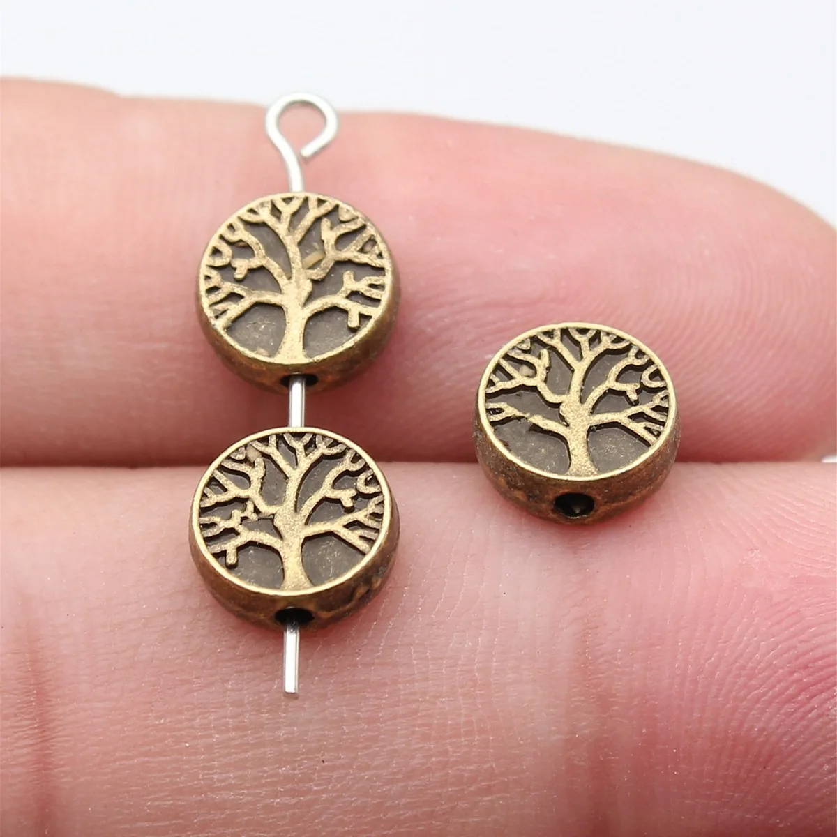 WYSIWYG 20pcs 9x9x3mm 3 Colors Tree of Life Spacer Beads for Jewelry Making Bracelet DIY Accessories Craft