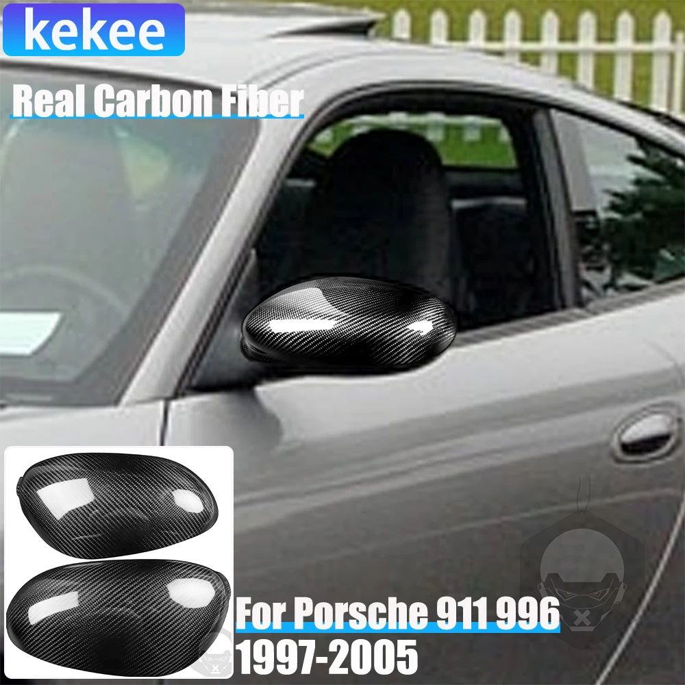 

2PCS Real Carbon Fiber Car Accessories Side Mirror Decorative Cover Trim For Porsche 911 996 1997-2005