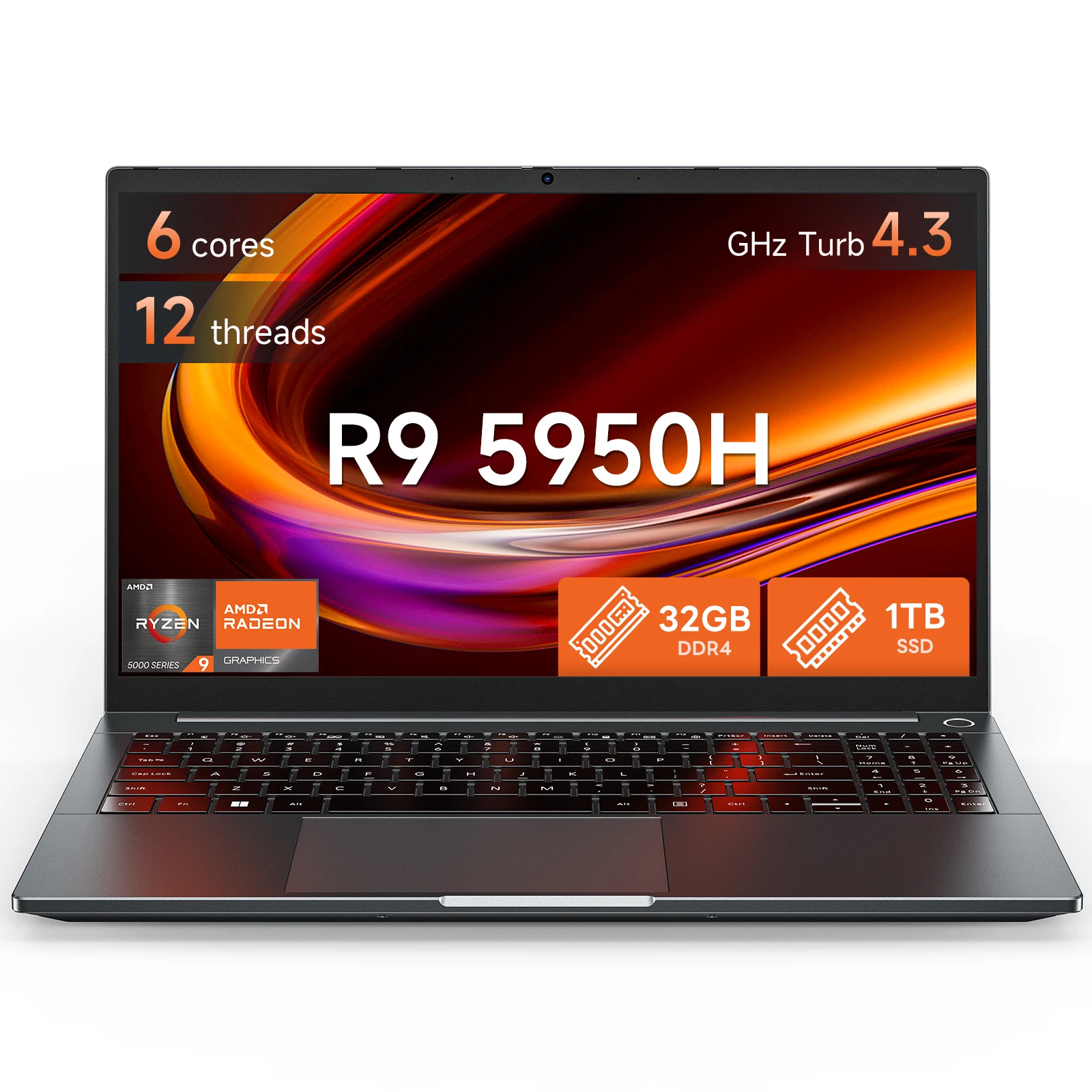 SUXI R9-5950H Laptop 15,6 inch 90Hz Display 32GB RAM 512GB SSD 4,3GHz Vingerafdruk Ontgrendelen Windows 11 Notebook Computer