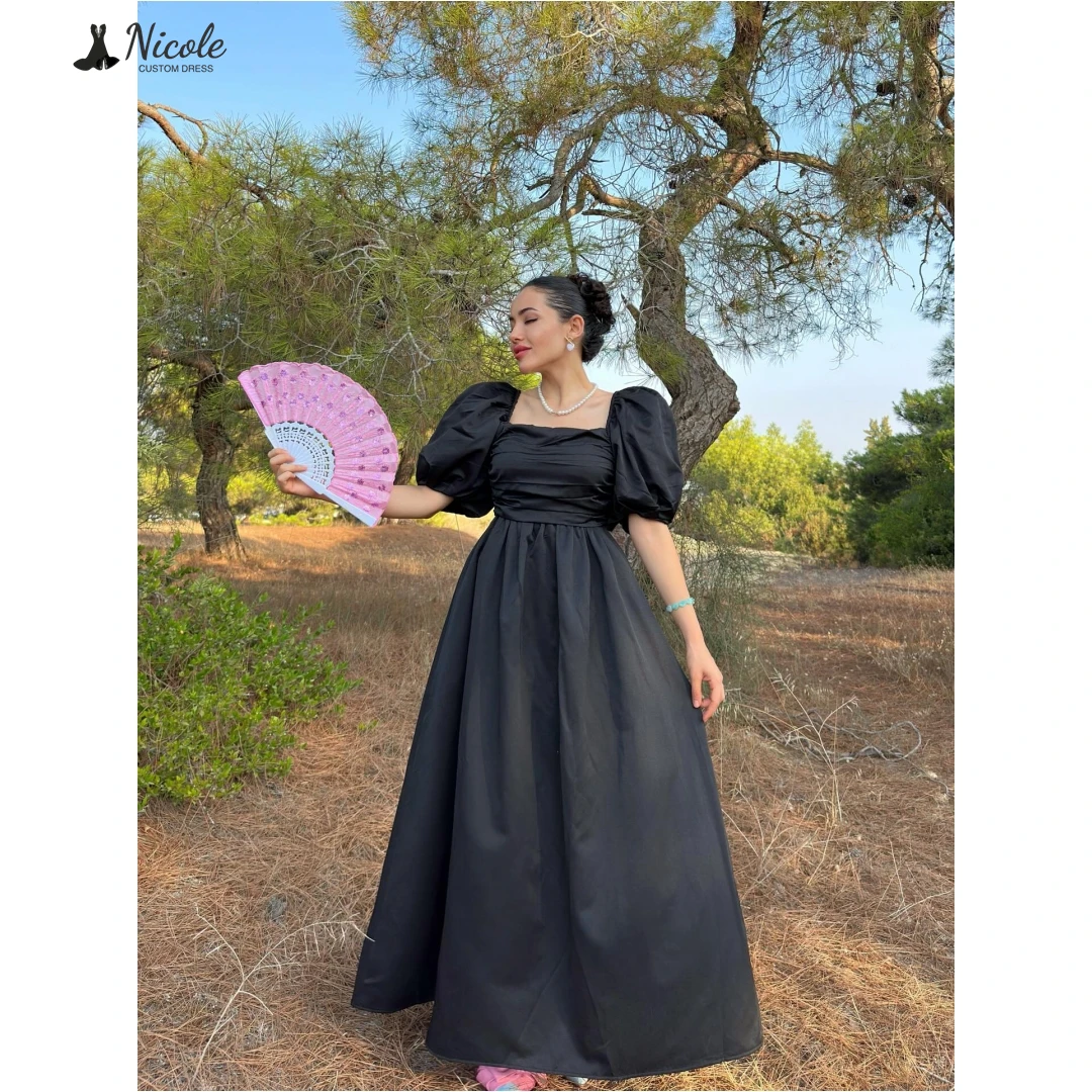 

Nicole Robe De Cocktail Femme Line A Luxurious Party Dress Square Leader Ball Gown Dress Custom Made Satin Cloth Elegant Gowns