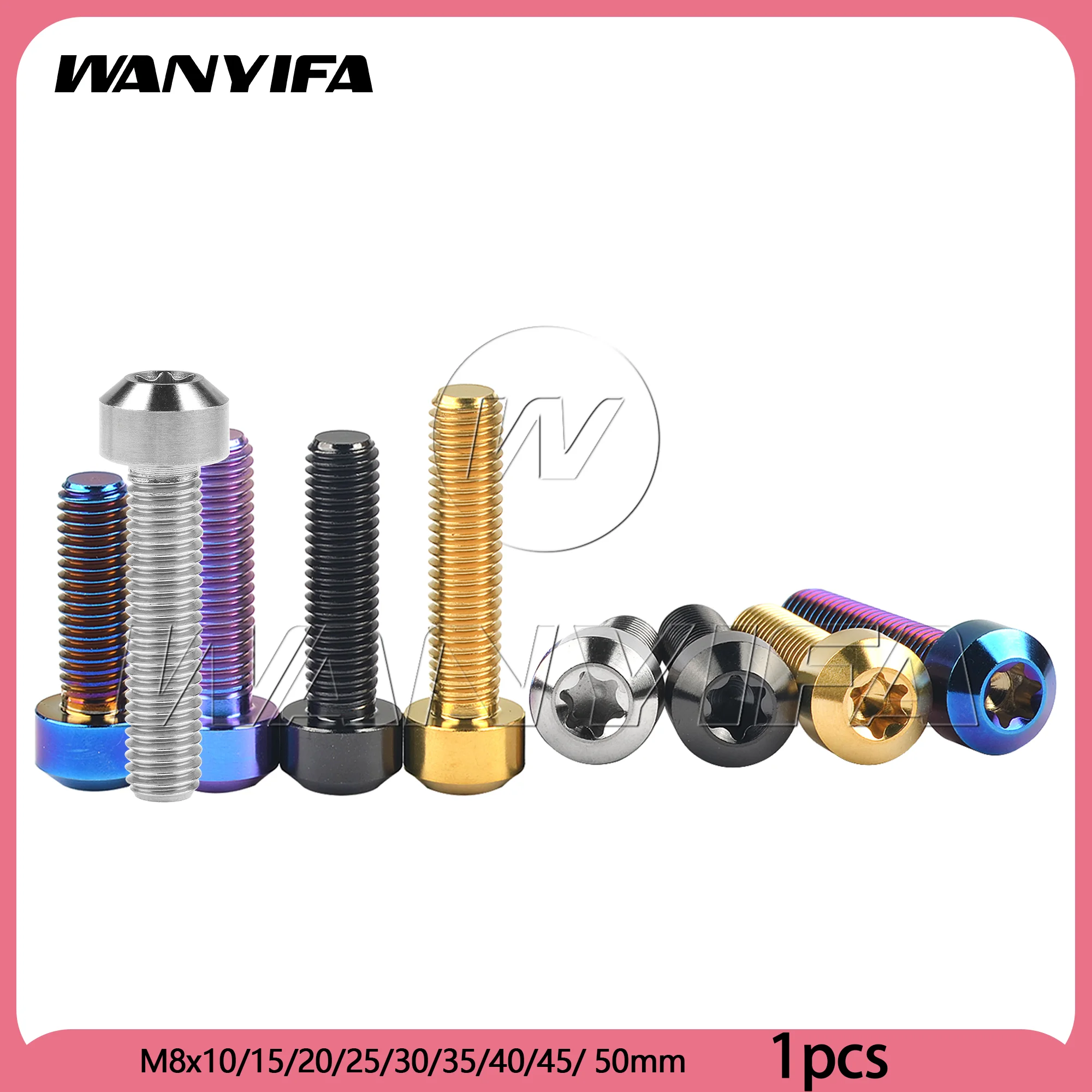

Wanyifa Titanium Bolt M8x10/15/20/25/30/35/40/45/50mm Chamfered Torx T40 Screw for Bicycle Motorcycle Car Fasteners
