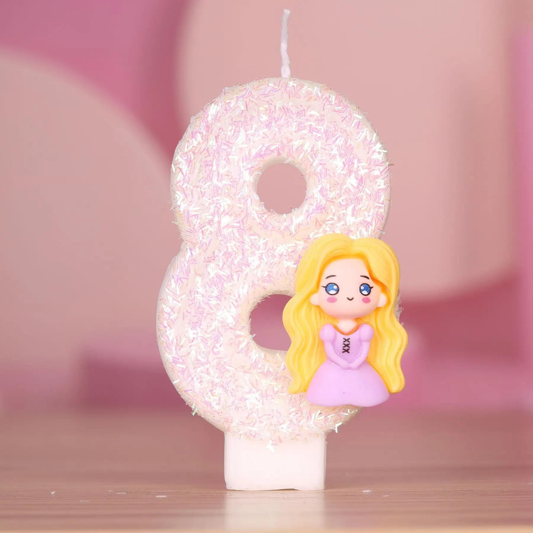 Disney Rapunzel Princess Mermaid Digit 0-9 Candle Anime Cake Stand Baby Shower Gender Reveal Birthday Decoration Party Supplies