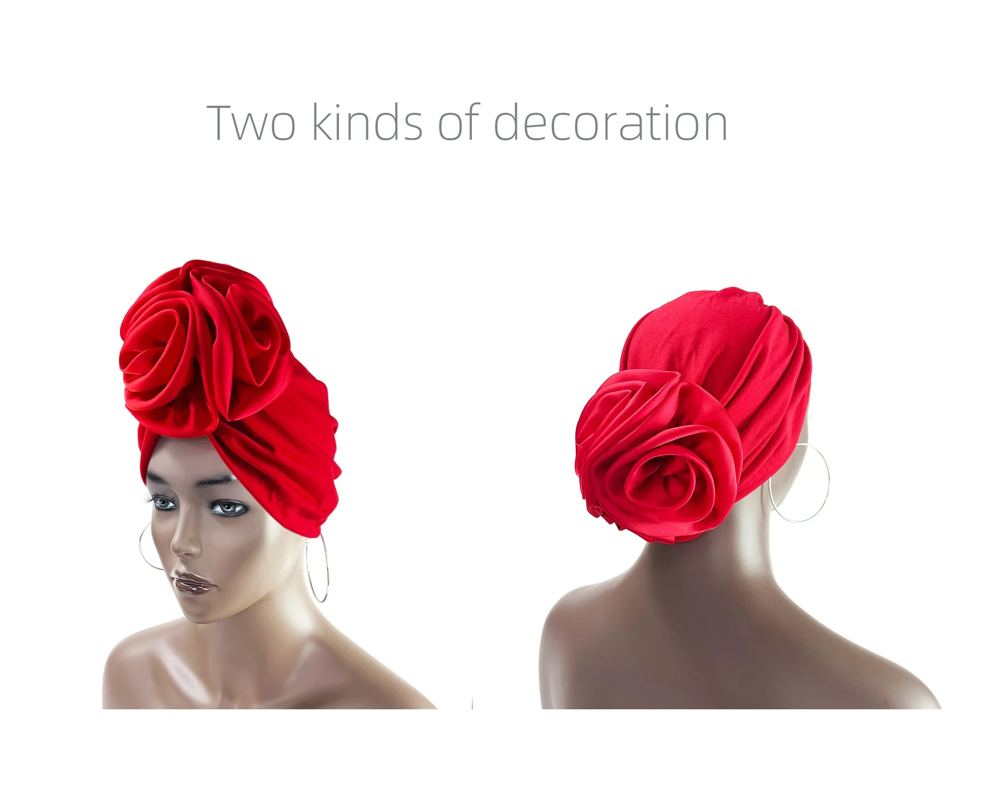 Neue Mode Satin Blumen Turban Hijab Hüte Afrikanische Kopf Wraps Elastische Muslimischen Hüte Atmungsaktive Chemo Kappe Für Frauen Mädchen – Detail 8