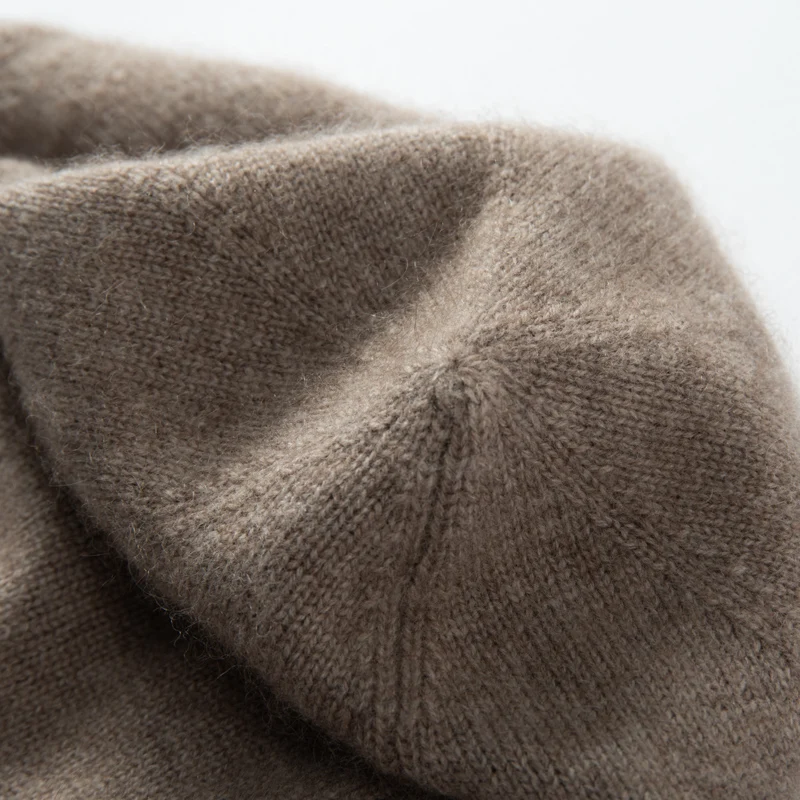 MERRILAMB Winterjacken-Mützen für Damen, lässig, hochwertige reine Kaschmirmütze, einfarbig, weiche, warme, gestrickte Outdoor-Beanie-Mütze – Detail 8