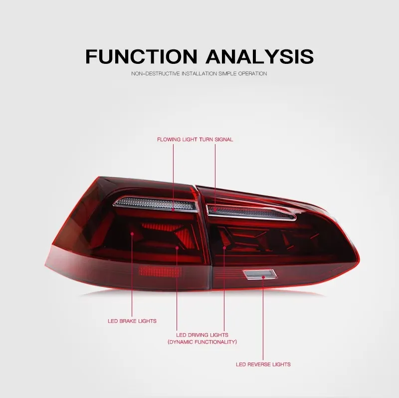 Rear Brake Turn Signal LED Tail Lights for Volkswagen Variant VW Golf 7 Golf 7.5 2013-2020 Sport Accessories