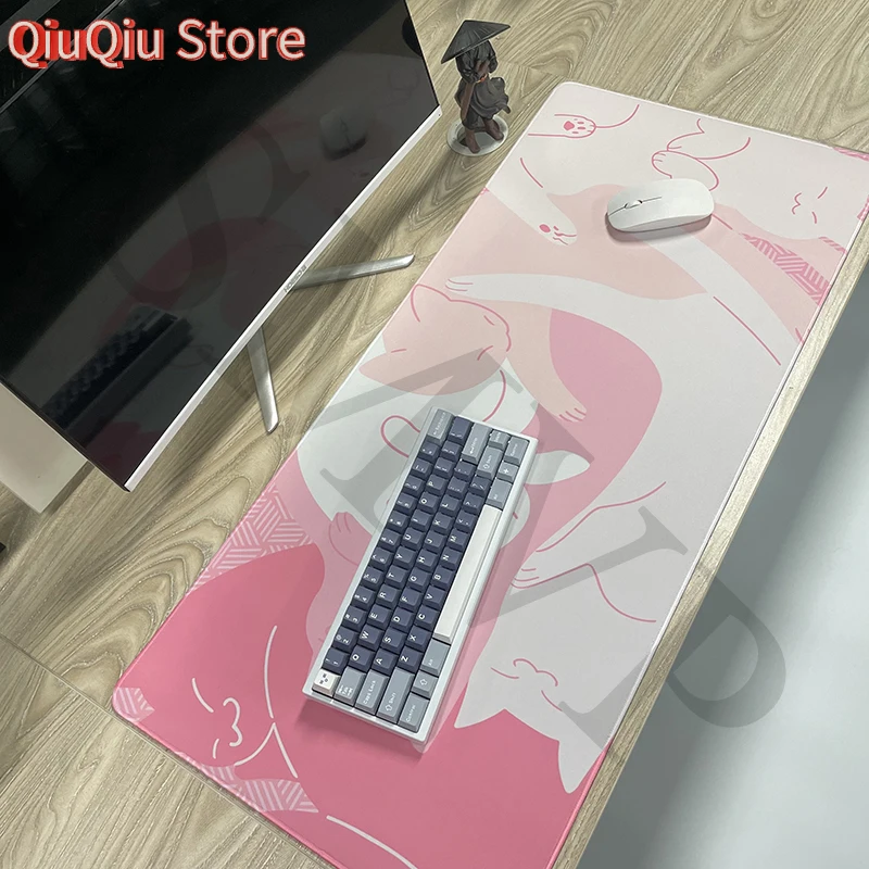 Pink Cat Gaming Mousepad Desk Mat Gamer Mouse Pad Large Mouse Mat Desk Pad Keyboard Mat Design Table Rug