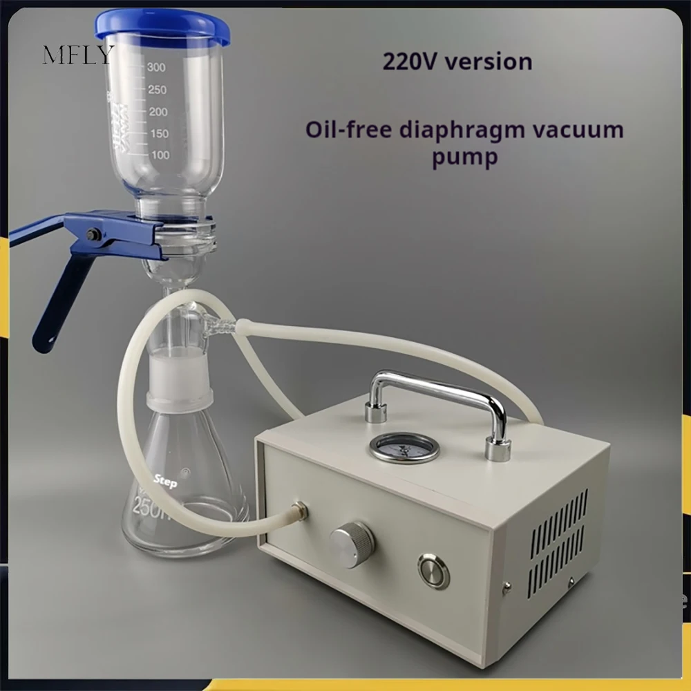 Oil-free Mini Diaphragm Vacuum Pump Electric Small Suction Filter Pump AC 100-240V Adjustable Pressure-80KPA 10L/MIN