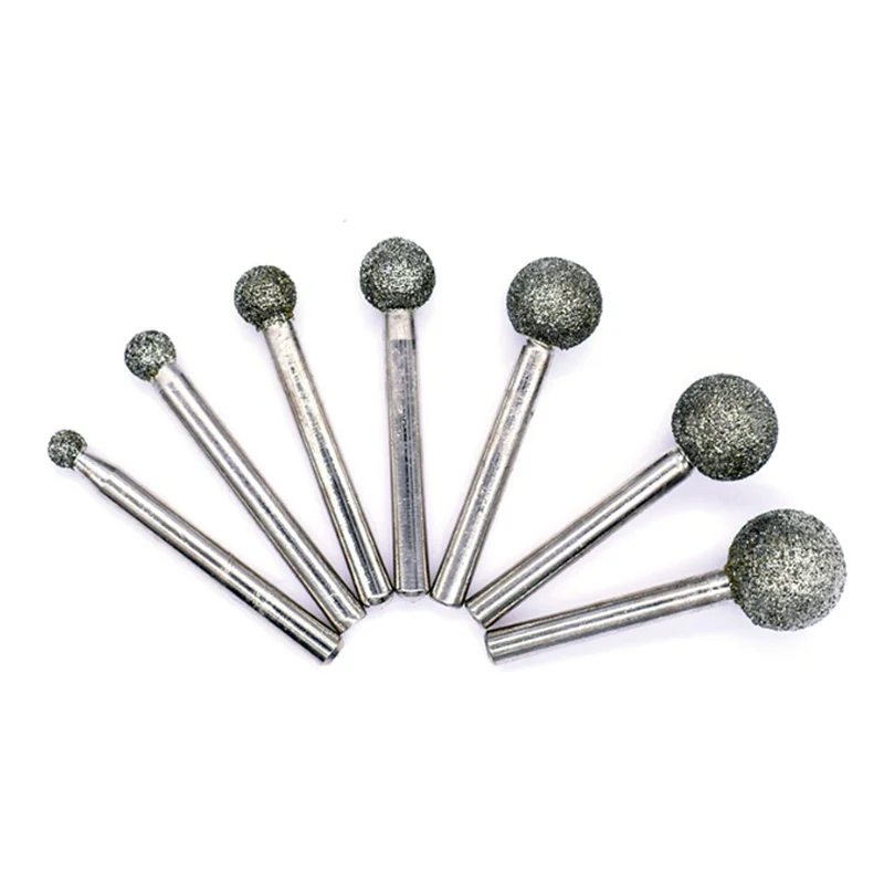 1 pcs diamond ball grinding head 6mm shank diameter electroplated blade coarse sand grinding rod 36 mesh metal stone grinding