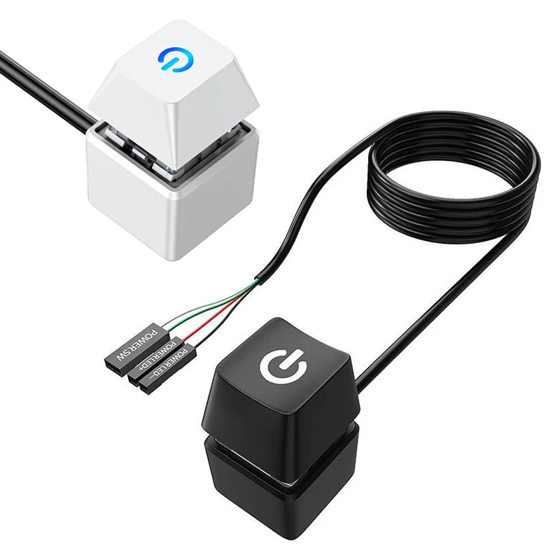 

PC Extension On/Off Square Button with RGB LED Strip Power Switch Cable for Gaming Desktop Computer hardware cables Setup