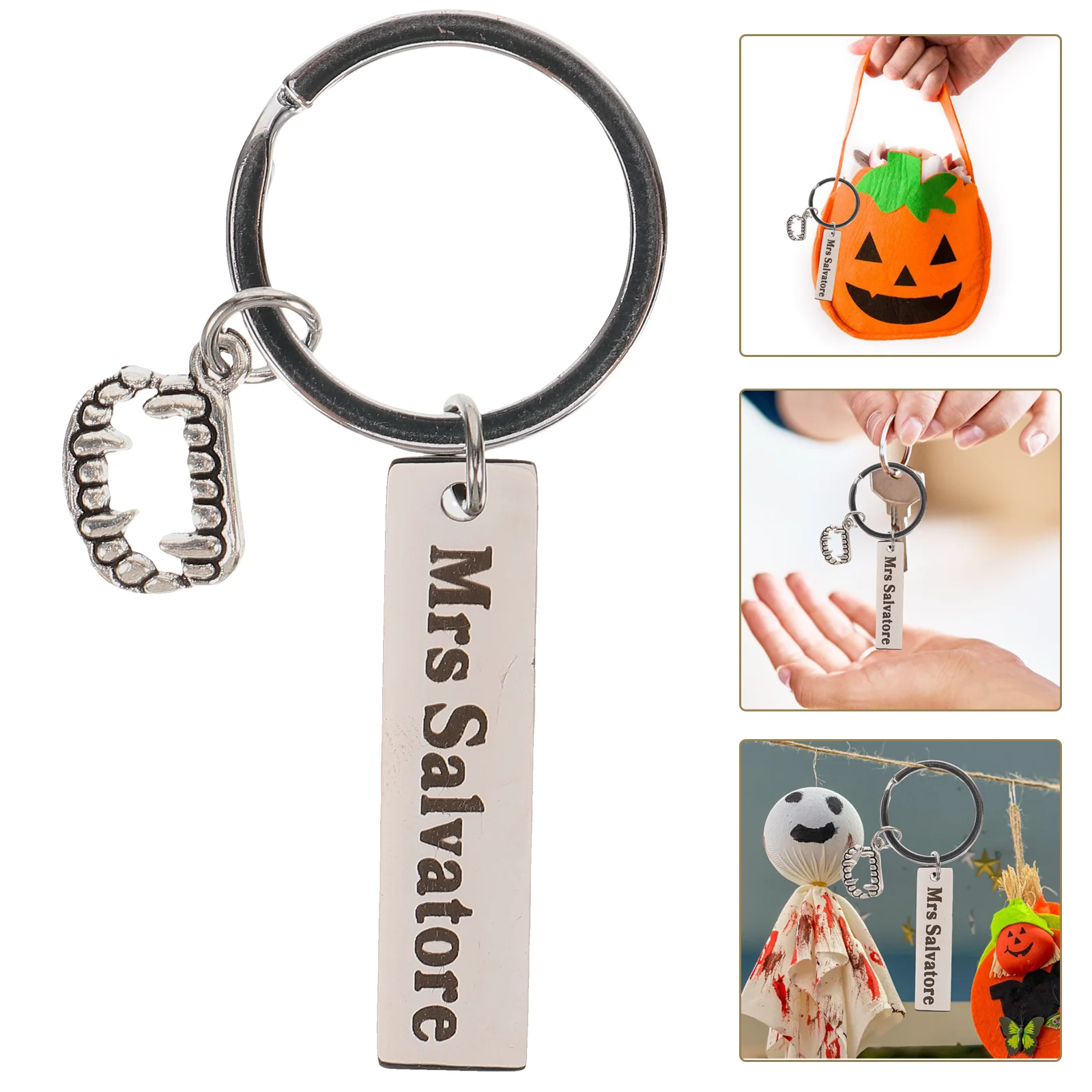 

Vampire Teeth Keychain Decoration Halloween Pendant Charm Cool Stainless Steel Novelty