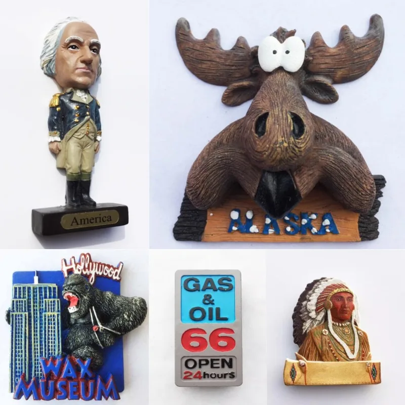 

U.S. Fridge Magnets California Philadelphia Puerto Rico Route 66 San Francisco Alaska Souvenirs America Fridge Magnetic Stickers