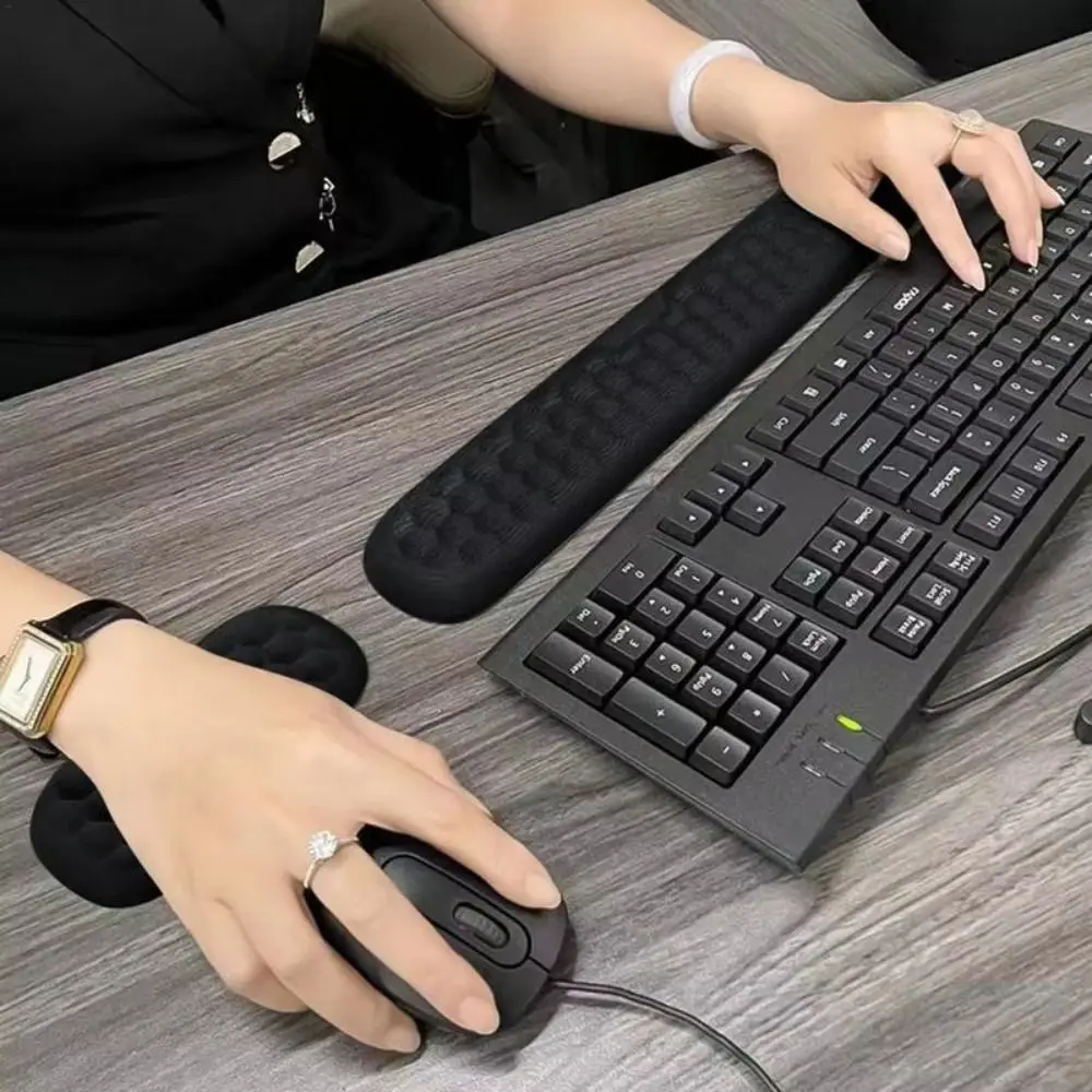 2Pcs/Set Slow Rebound Mouse Wrist Support Pad Creative PU Non-Slip Base Wristband Mouse Mat Waterproof Wrist Rest