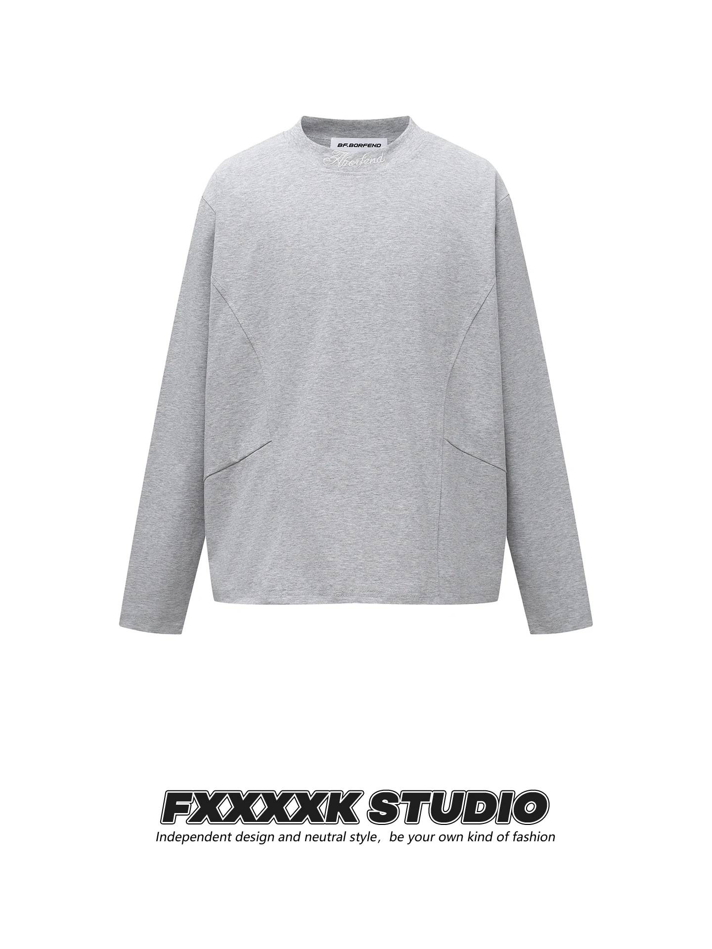

FXK Original American Retro Brand Deconstructed Embroidered Letter Ne Long Sve T-irt Base irt Top for Men And Women