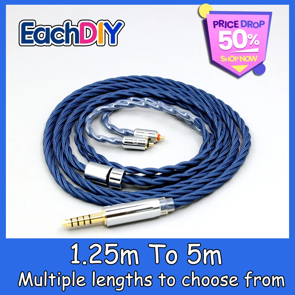 

99% Pure Silver OCC Graphene Alloy Full Sleeved Earphone Cable For Pro X10 X20 X30 X50 IPX T2 Pin LN008613