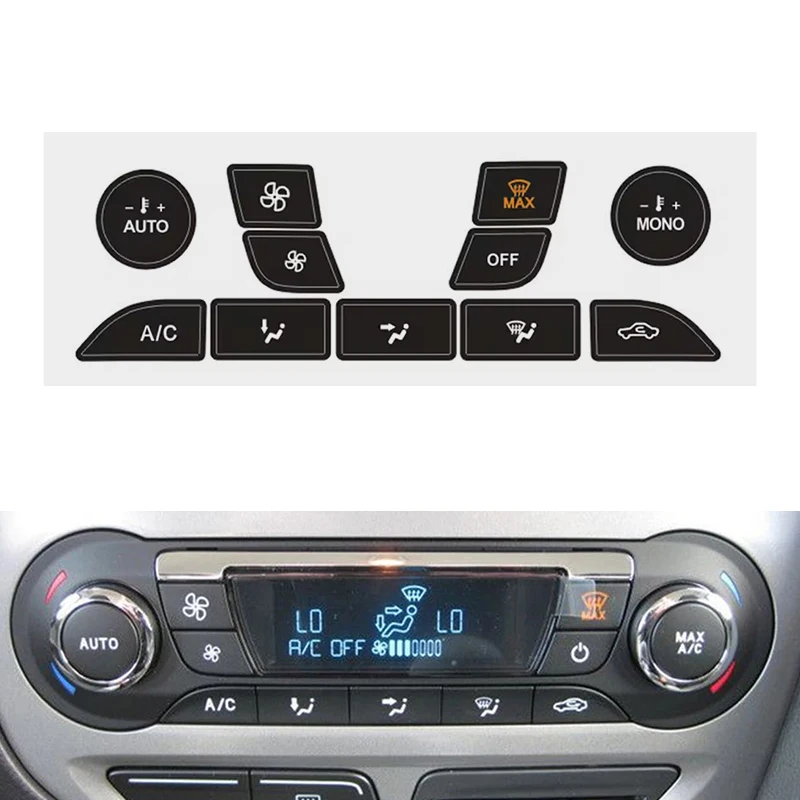 For Ford Focus 1999-2005 Car Air Conditioner Button Repair Sticker PVC Vinyl Button Repair Decal Waterproof Wear Repair Sticker