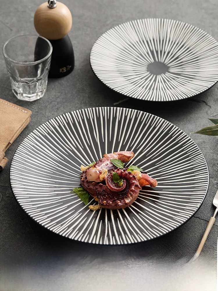 

Высококачественная тарелка Ele Cerc для домашнего использования, фарфоровая тарелка Dehua, красивая западная обеденная тарелка, тарелка для стейка, медленная ди