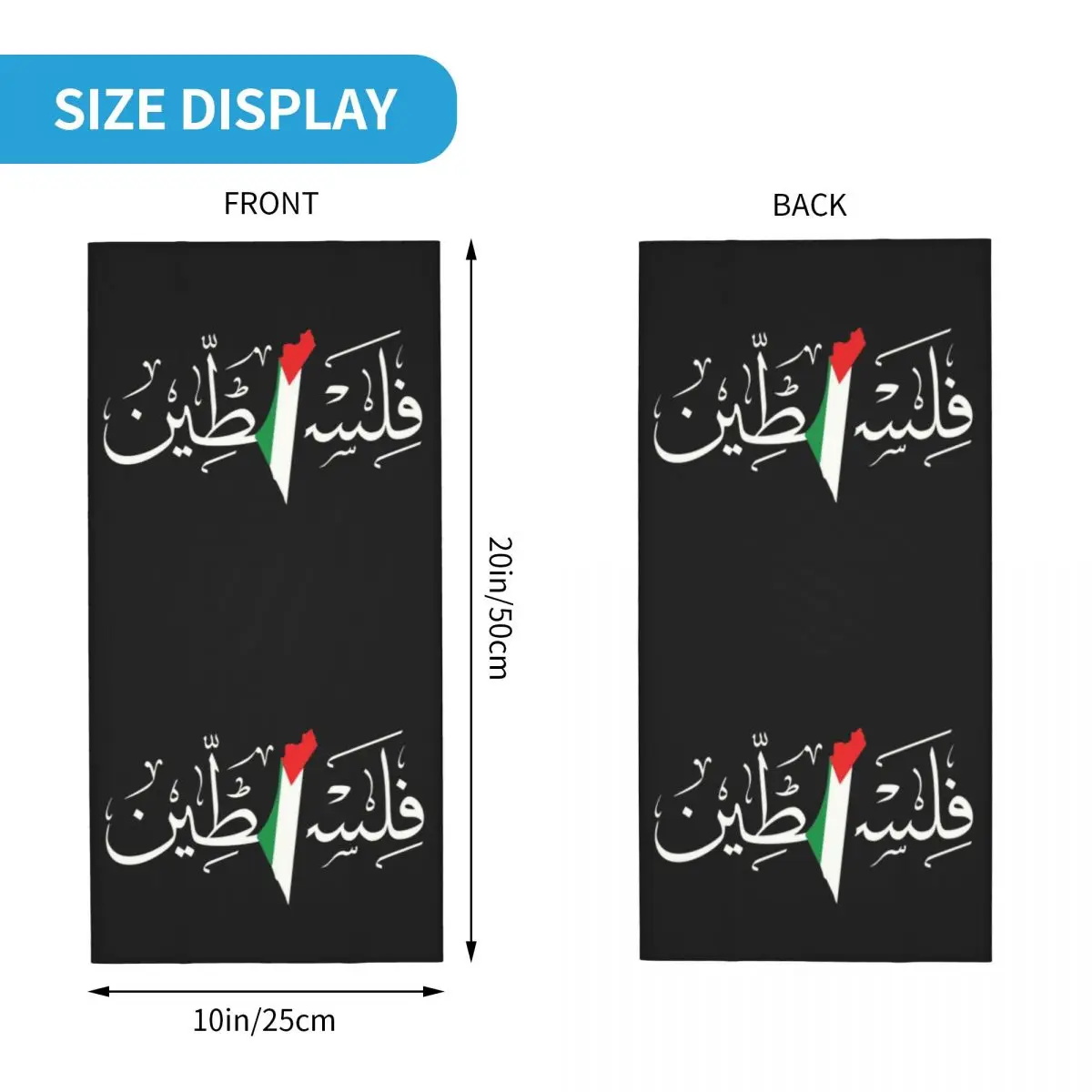 Palestine Arabic Calligraphy Name With Palestinian Flag Map Bandana Neck Gaiter for Ski Hunting Wrap Scarf Balaclava Warmer