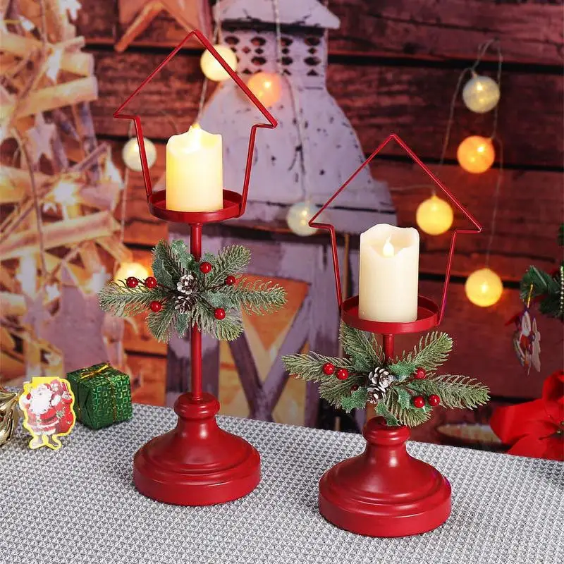 

2Pcs Metal Pillar Candle Holders Tealight Candlesticks For Wedding Home Living Room Table Centerpieces Christmas Decoration