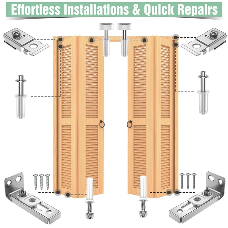 Dubbelgevouwen Deur Hardware Reparatie Kit - Hardware Kit Voor 2.22Inch Tot 2.54Inch Track, Opvouwbare Zak Deur Vervangende Onderdelen Kit