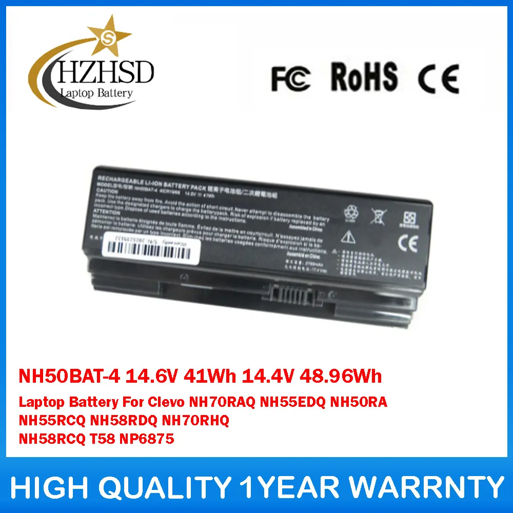 

NH50BAT-4 14.6V 41Wh/14.4V 48.96Wh Laptop Battery For Clevo NH70RAQ NH55EDQ NH50RA NH55RCQ NH58RDQ NH70RHQ NH58RCQ T58 NP6875