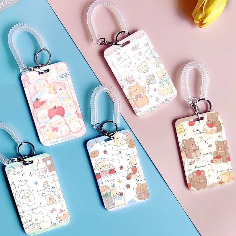 

Cute Animal Card Holder with Retractable Spring Cord Suitable for Bus Card Protection Cover, Meal Card Cover, Student ID Cover