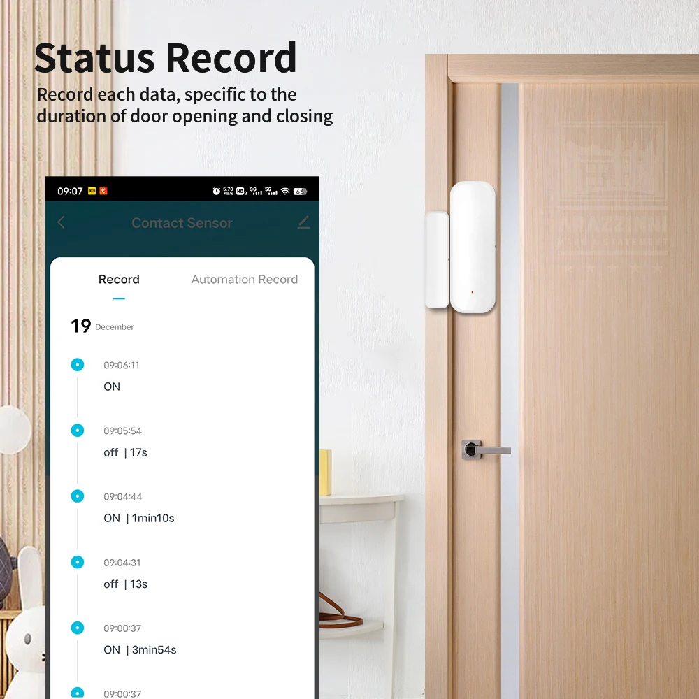 TNCE Tuya WiFi/Zigbee3.0 Smart Door Window Sensor Smart Home Security Alarm System Smart Life Tuya App Remote Control